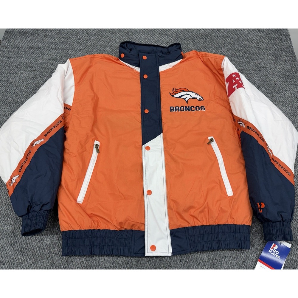 Denver Broncos Men's Large Pro Player Full-Zip Hooded Jacket Coat NFL - New